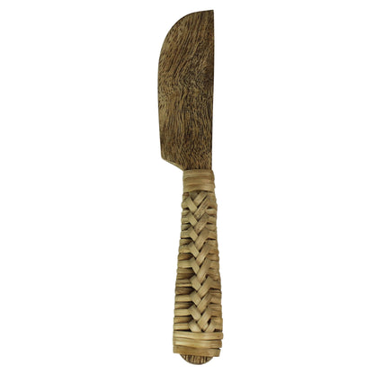 MANGO WOOD SPREADER WITH RATTAN HANDLE