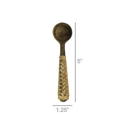 KOTA WOOD SPOON WITH RATTAN HANDLE