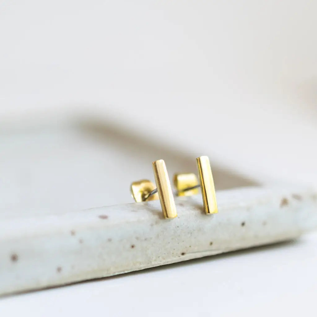 BRASS BAR POST EARRINGS