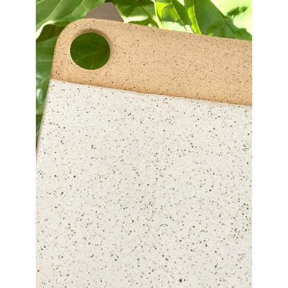 STONEWARE CHEESE BOARD- SPECKLED WHITE