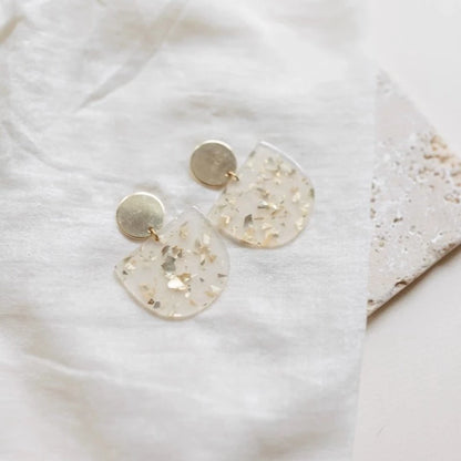 BRASS & GOLD DUST TERRAZZO ARCH EARRINGS