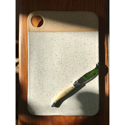 STONEWARE CHEESE BOARD- SPECKLED WHITE