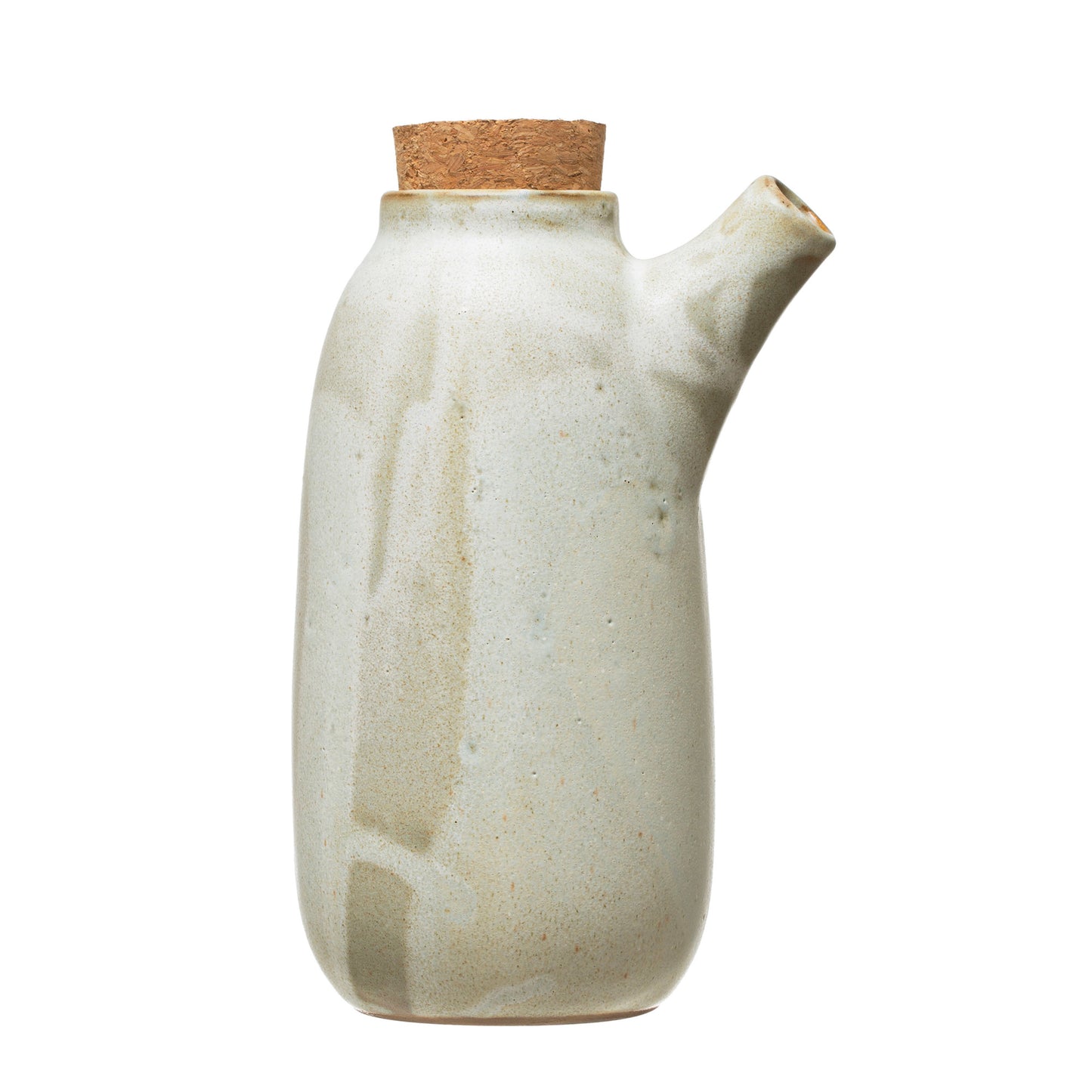 STONEWARE EVOO BOTTLE, CORK LID