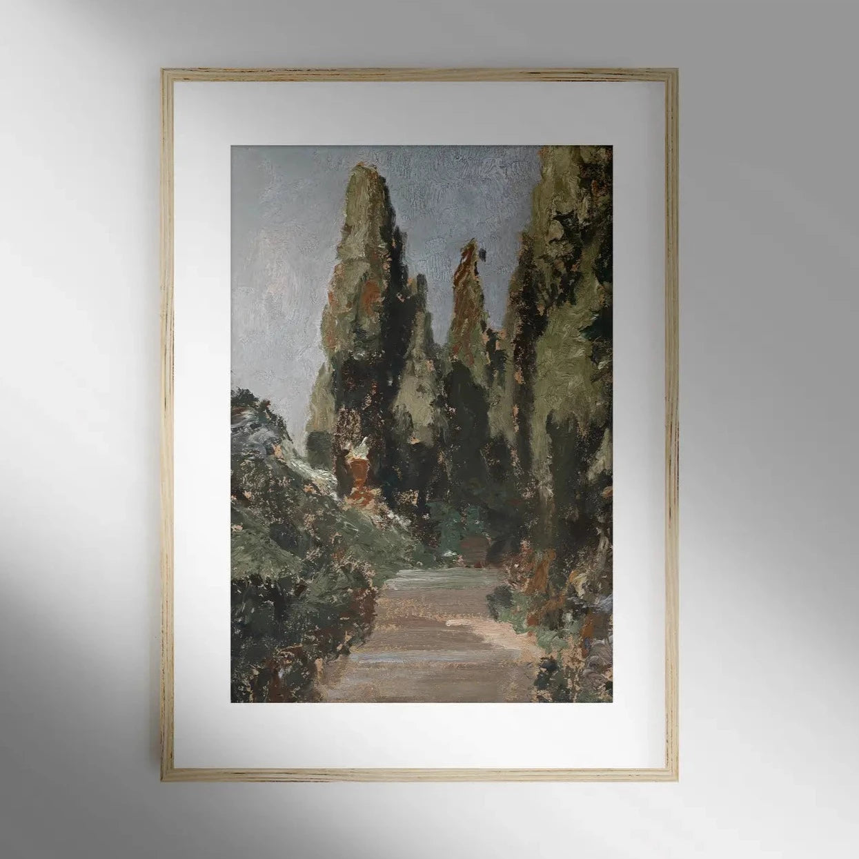 TREE-LINED TRAIL FRAMED ART PRINT, VARIOUS SIZES