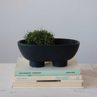 STONEWARE FOOTED BOWL