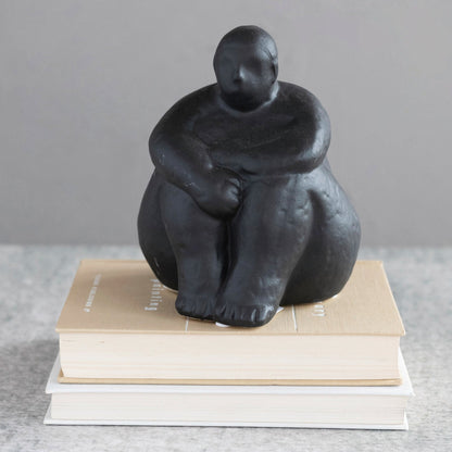 STONEWARE WOMAN SITTING SCULPTURE