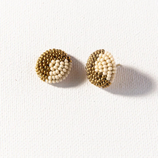 INK + ALLOY - GOLD & CREAM BUTTON POST EARRINGS