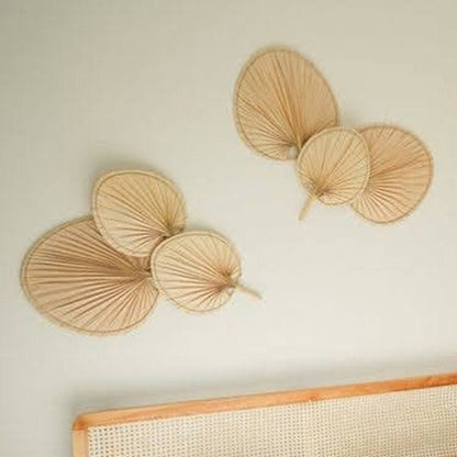 NATURAL PALM LEAF FANS, SET OF 2