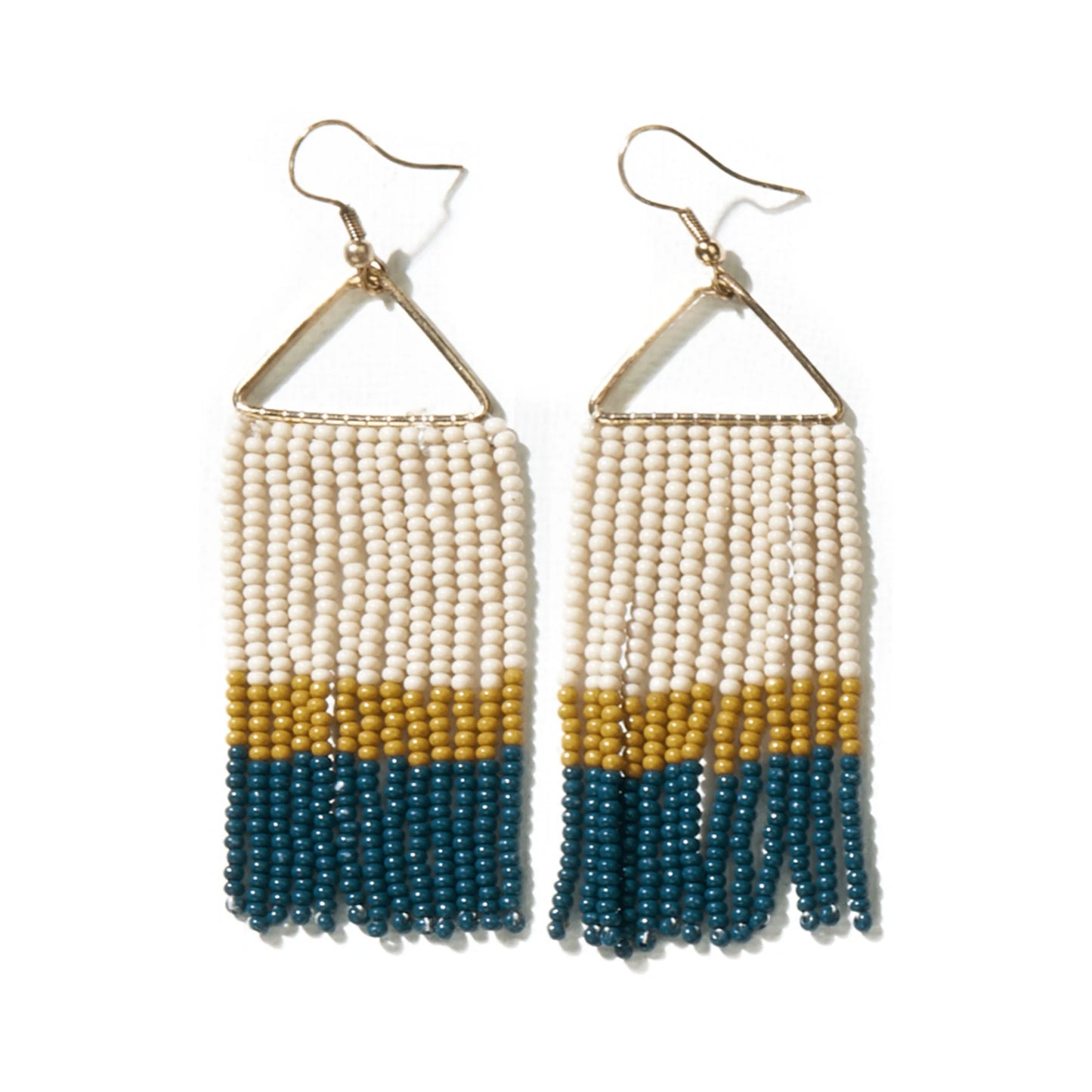 INK + ALLOY - COLOR BLOCK STRIPE BEADED FRINGE EARRINGS