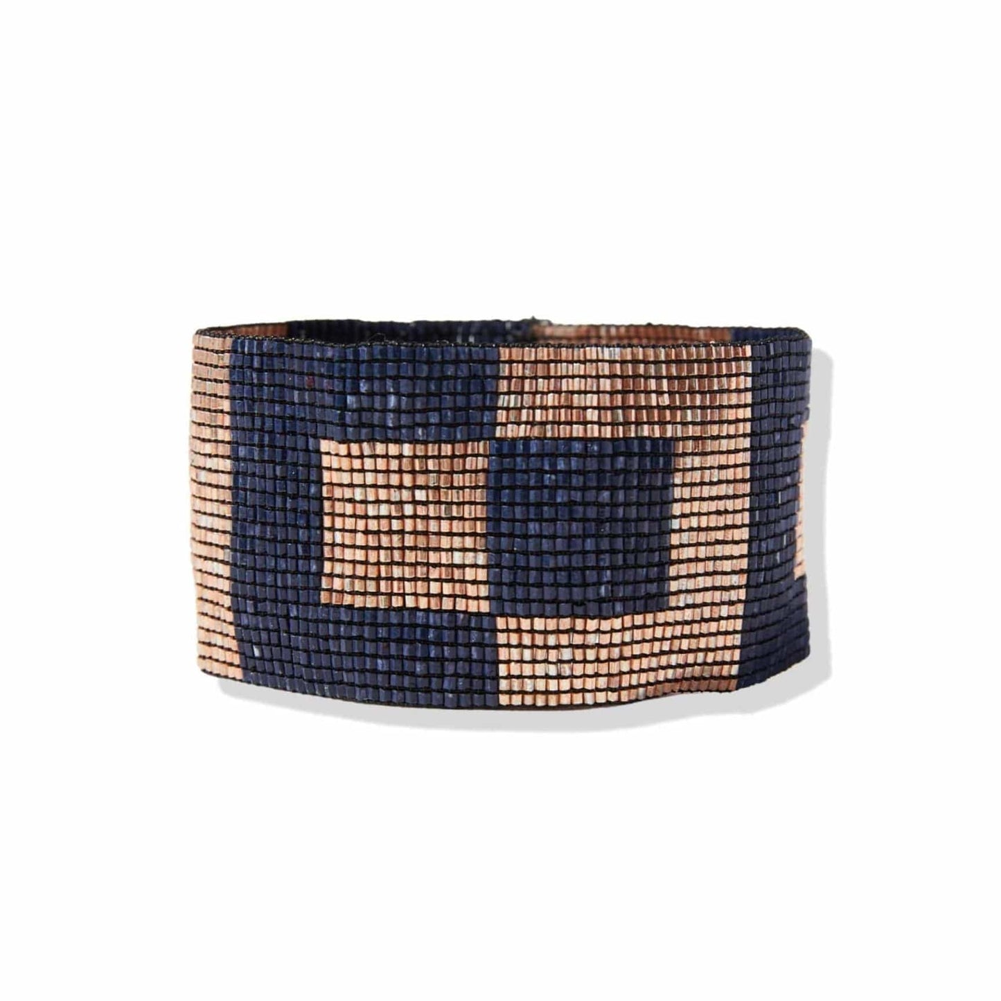 INK + ALLOY - SQUARES STRETCH BRACELET ROSE GOLD / NAVY