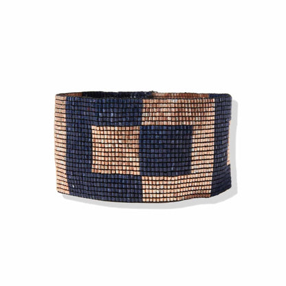 INK + ALLOY - SQUARES STRETCH BRACELET ROSE GOLD / NAVY